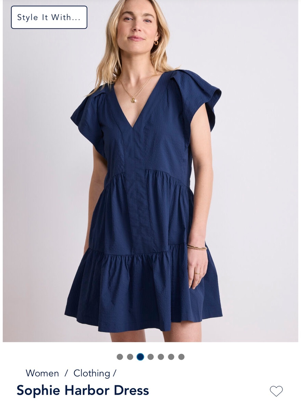 Vineyard Vines Navy V-Neck Tiered Mini Dress